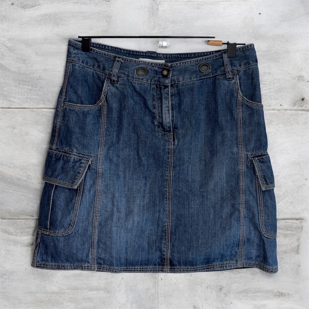 Y2K Merona Denim Streetwear Cargo Mini Skirt with Utilitarian Side Flap Pockets